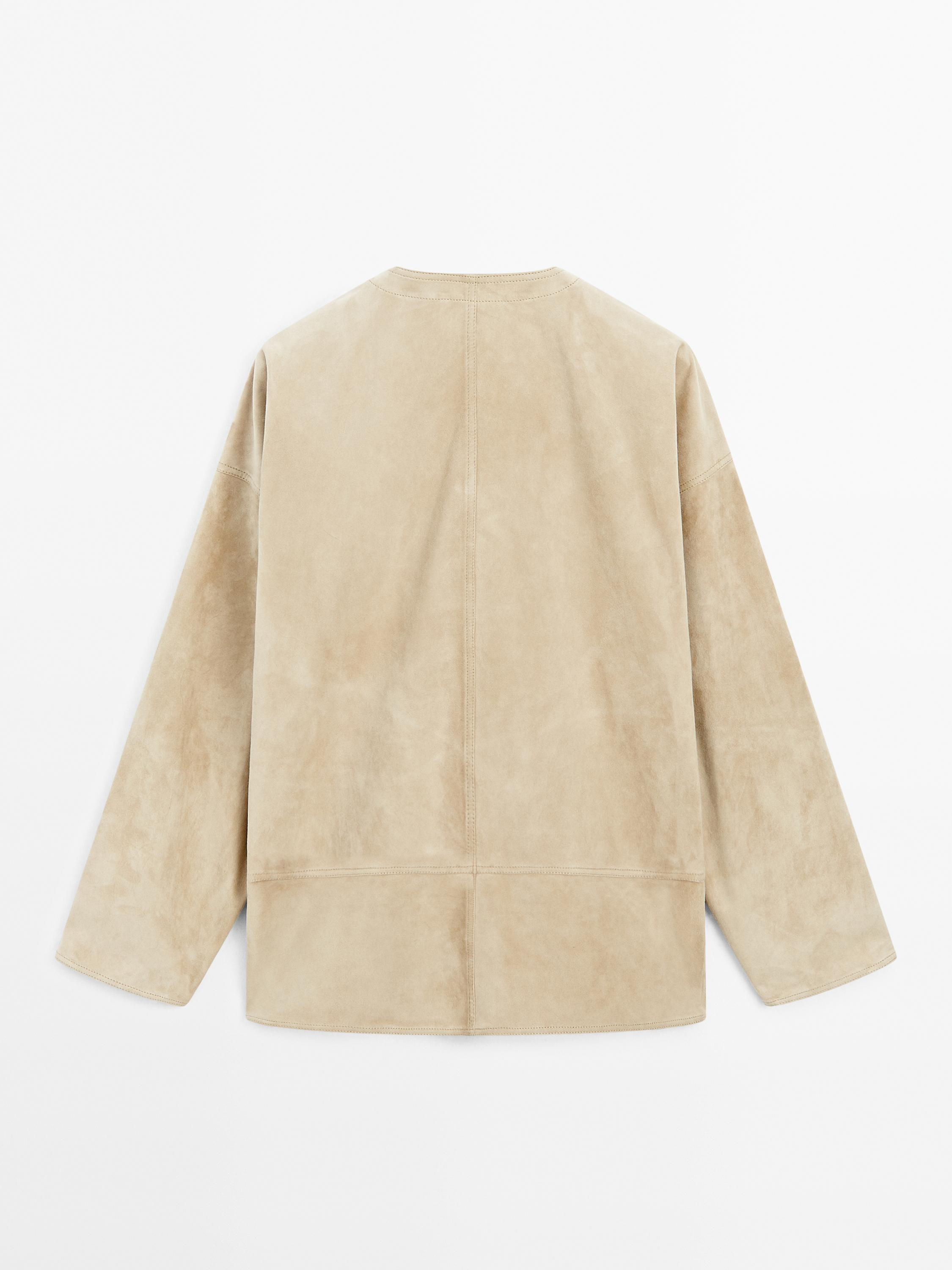 Blouse large en cuir finition daim